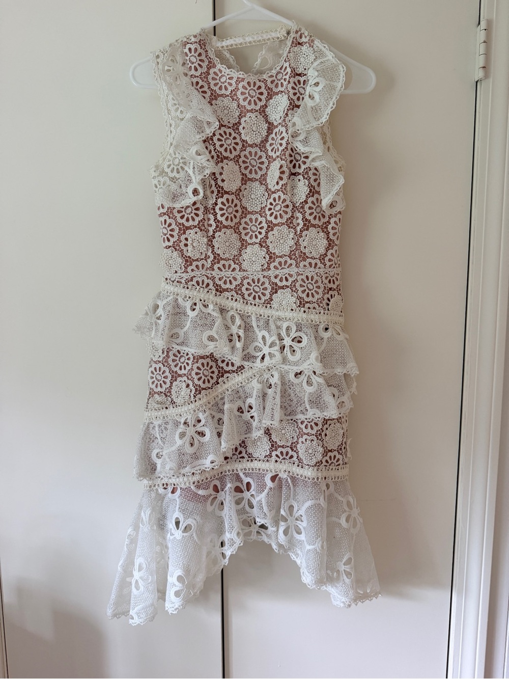 Alexis Cream Lace Floral High-Low Dress